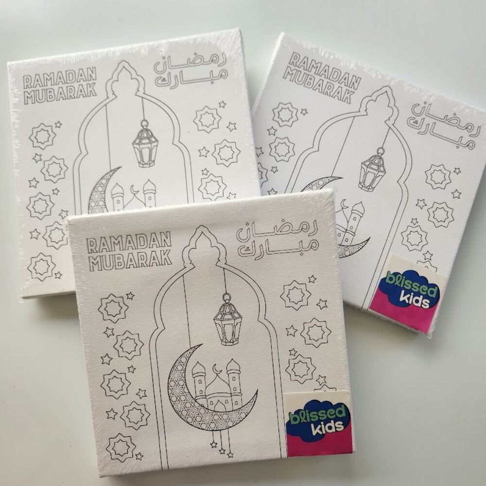 NEW 3X Ramadan Mubarak Art Painting Canvas Kit with Paints Craft Eid Decor Decor